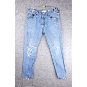 Levi's Re/Done Jeans Womens 28 Button Fly Blue Denim Pants Made USA Distressed